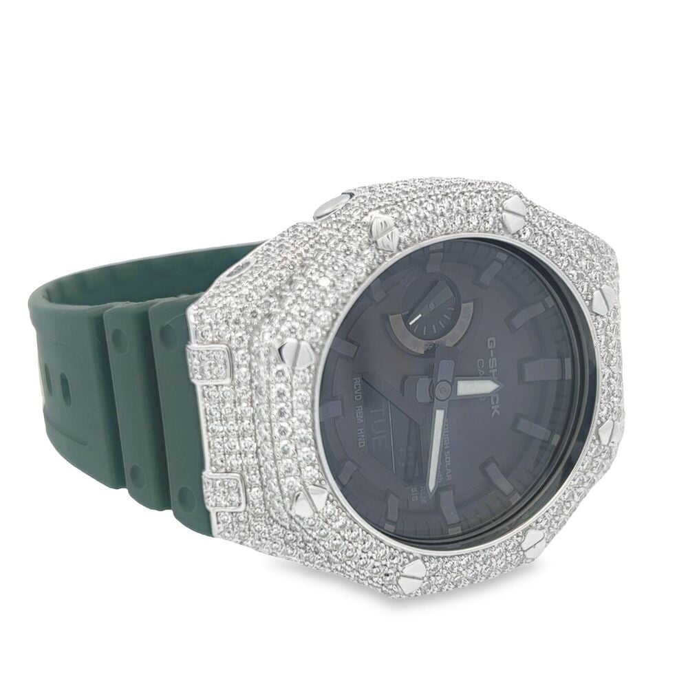7.75 Carat VVS Moissanite Iced Out G Shock GA2100 Hip Hop Custom Watch