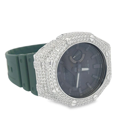 7.75 Carat VVS Moissanite Iced Out G Shock GA2100 Hip Hop Custom Watch
