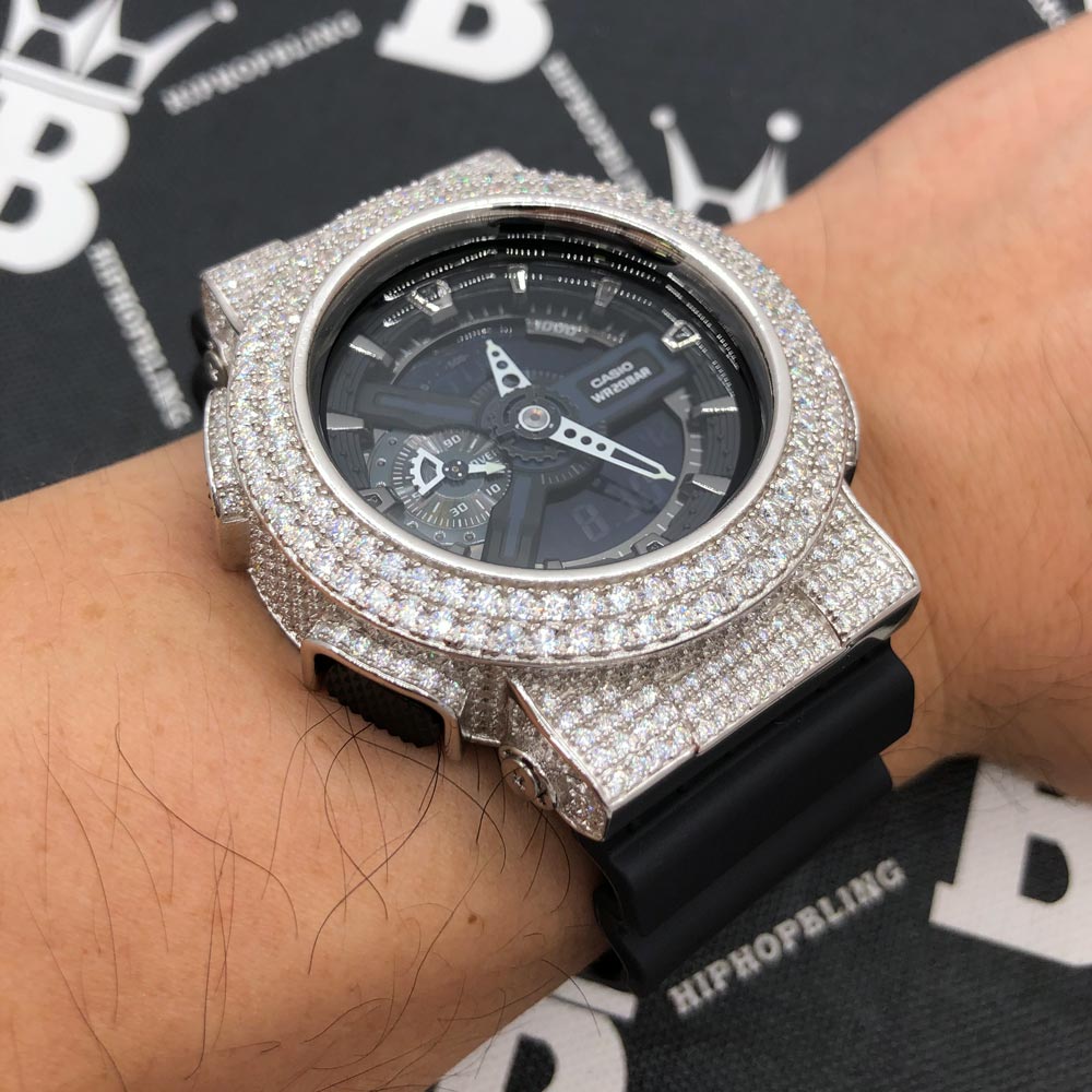 8.00 Carat Moissanite VVS Iced Out G Shock GA110 Custom Watch