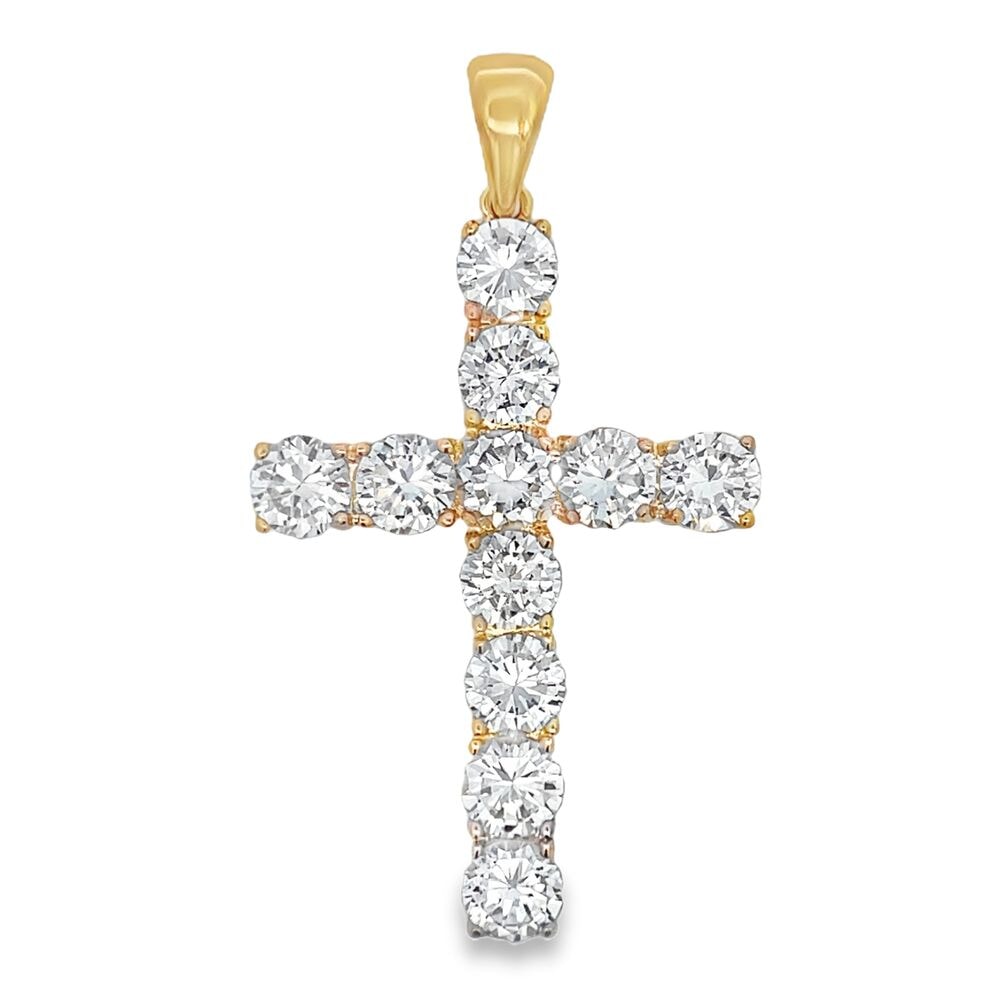8MM Gold Tennis Cross CZ Iced Out Pendant