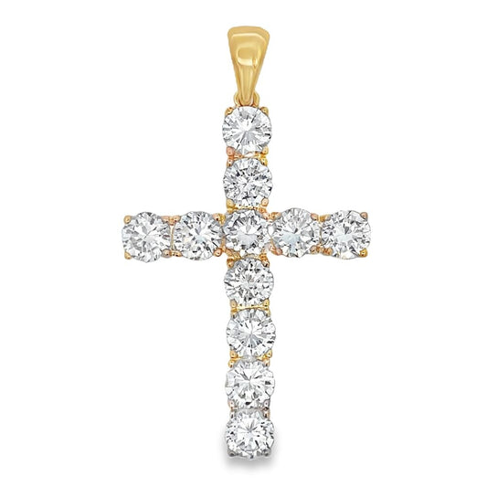 8MM Gold Tennis Cross CZ Iced Out Pendant