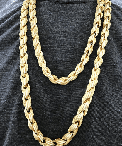 .925 Silver 10MM Rope CZ Gold Bling Bling Chain
