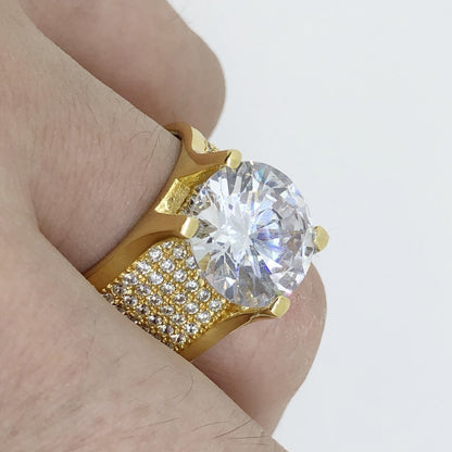 .925 Silver 20ct Solitaire Eternity Band Gold CZ Ring