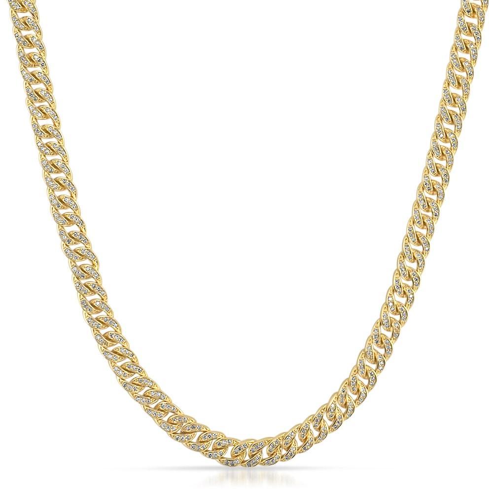 .925 Silver 6MM CZ Bling Bling Gold Cuban Links Chain
