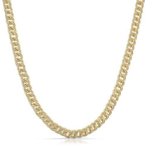 .925 Silver 6MM CZ Bling Bling Gold Cuban Links Chain