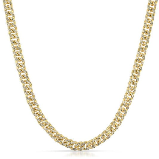 .925 Silver 6MM CZ Bling Bling Gold Cuban Links Chain
