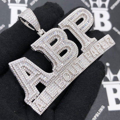 .925 Silver ABP All Bout Paper Baguette VVS CZ Iced Out Pendant
