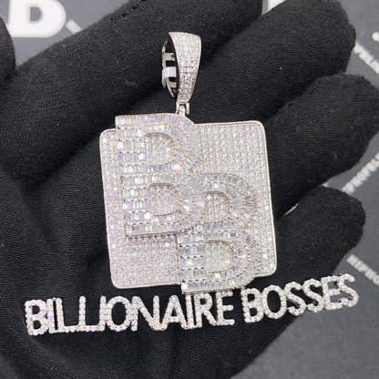.925 Silver Billionaire Bosses Baguette VVS CZ Iced Out Pendant