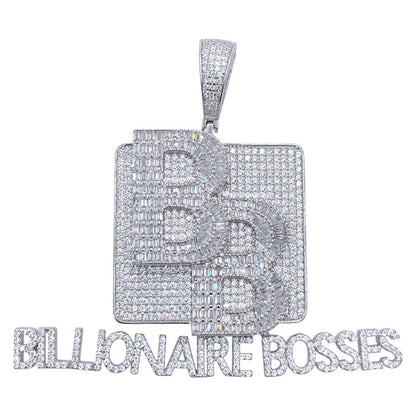 .925 Silver Billionaire Bosses Baguette VVS CZ Iced Out Pendant