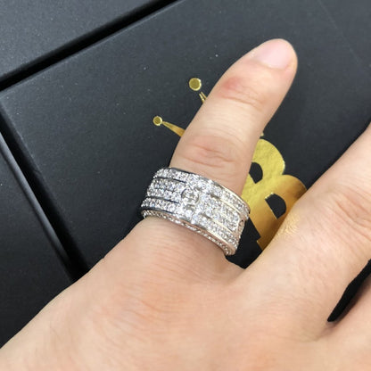 .925 Silver Eternity Band Flathead CZ Rhodium Bling Bling Ring