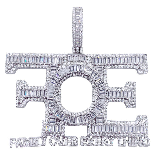 .925 Silver FOE Family Over Everything Baguette VVS CZ Pendant