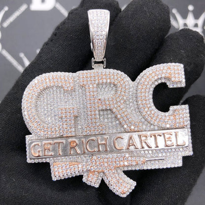 .925 Silver Get Rich Cartel VVS CZ Iced Out Pendant