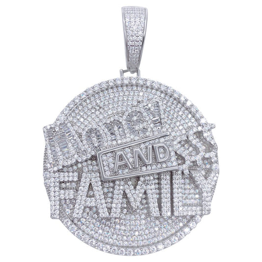 .925 Silver Money and Family $$$ VVS CZ Iced Out Pendant