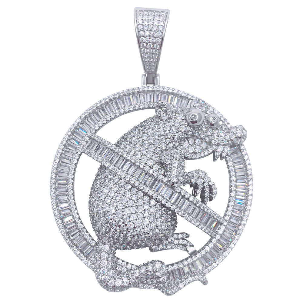 .925 Silver No Rats VVS CZ Iced Out Pendant