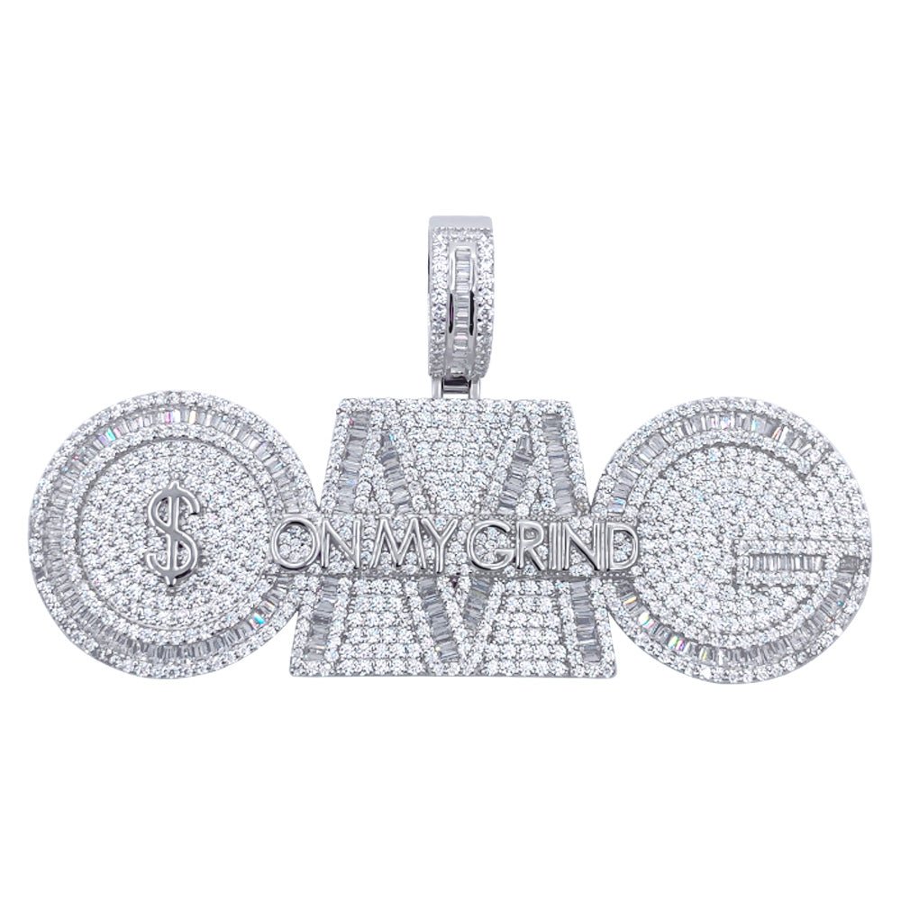.925 Silver OMG On My Grind VVS CZ Iced Out Pendant