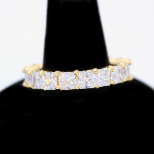 .925 Silver Princess Cut Eternity Band CZ Hip Hop Bling Ring