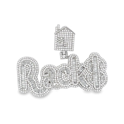 .925 Silver RACK$ Baguette CZ Iced Out Pendant