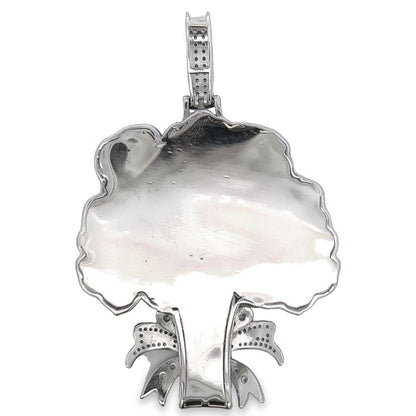 .925 Silver Rose Bouquet CZ Iced Out Pendant