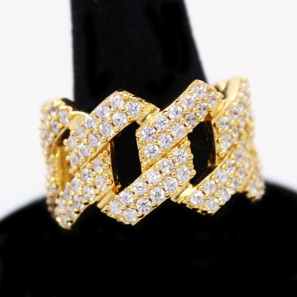 .925 Silver Sharp Cuban CZ Hip Hop Bling Ring