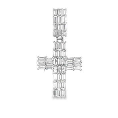 .925 Silver Triple Baguette CZ Iced Out Pendant