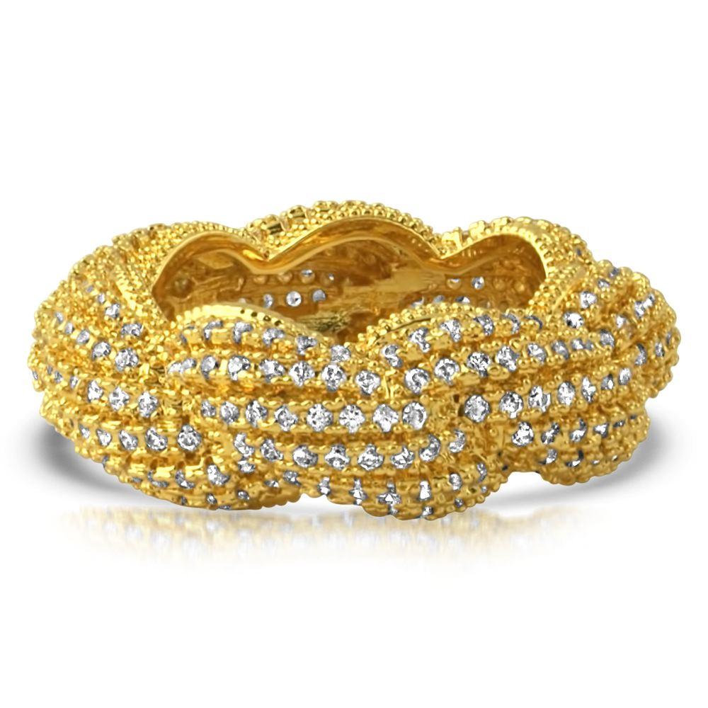 .925 Sterling Silver French Rope Eternity CZ Bling Ring