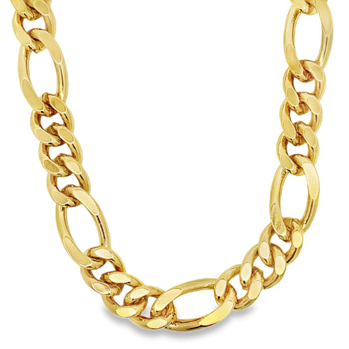 9mm Figaro Gold Plated Hip Hop Chain Necklace - 24 Inch