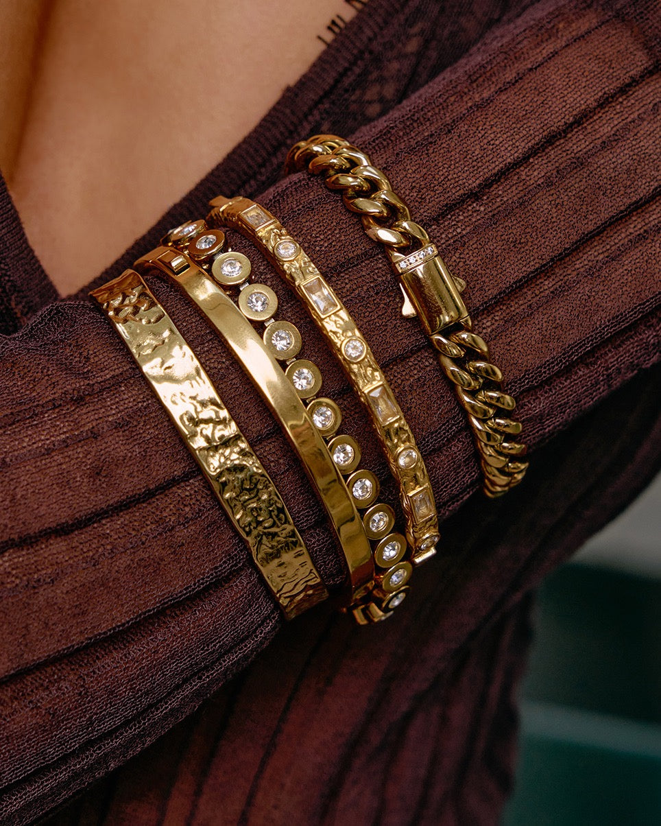 Melrose Gold Cuff Bracelet - Stone