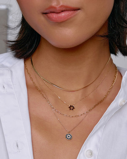 Star Of David Charm Gold Necklace