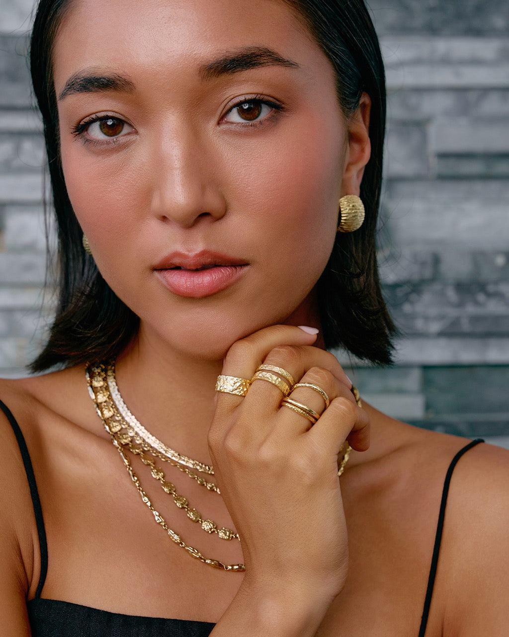Eros Gold Textured Ring - Medium