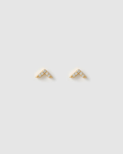 Arrow Gold and Zircon Stud Earrings