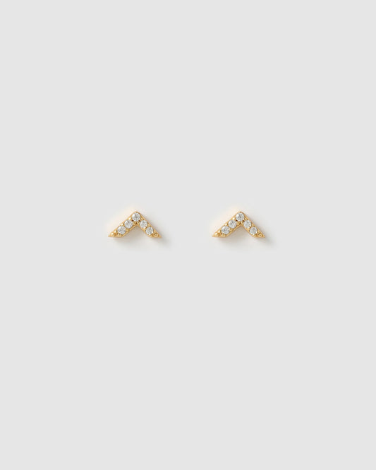 Arrow Gold and Zircon Stud Earrings