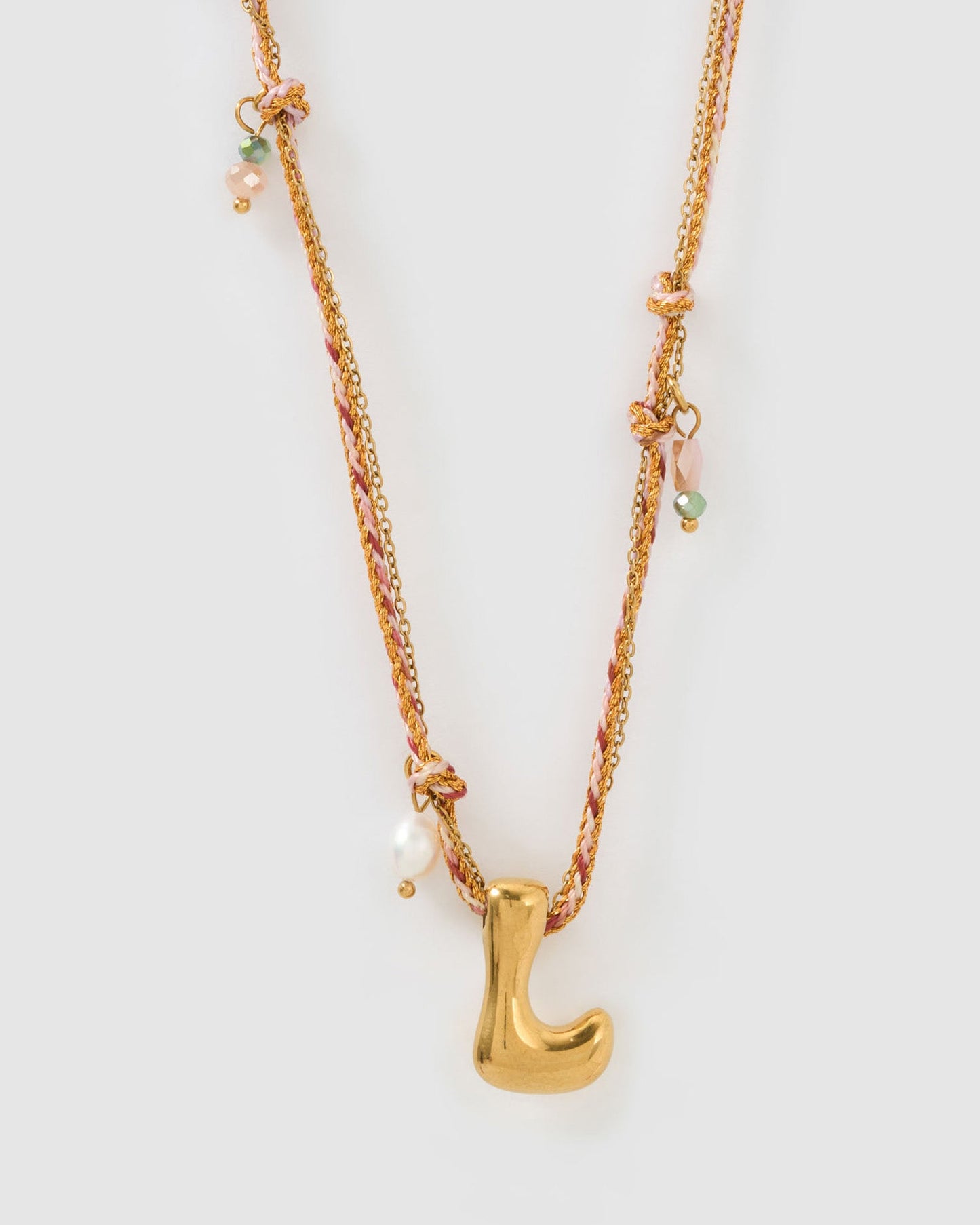 Bubble Letter Necklace - Blush