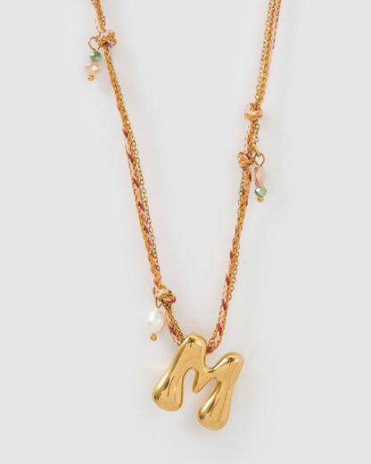 Bubble Letter Necklace - Blush
