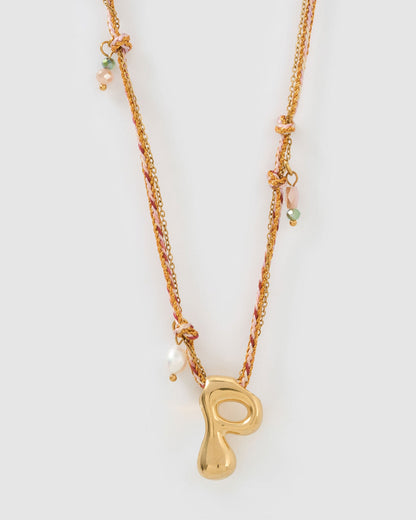 Bubble Letter Necklace - Blush