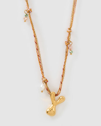 Bubble Letter Necklace - Blush