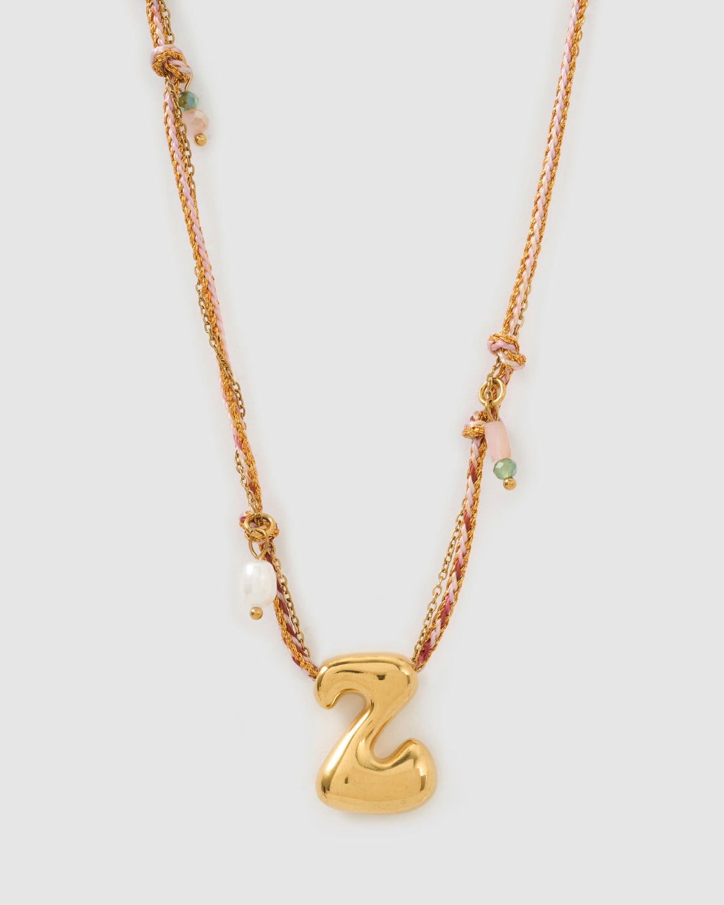 Bubble Letter Necklace - Blush