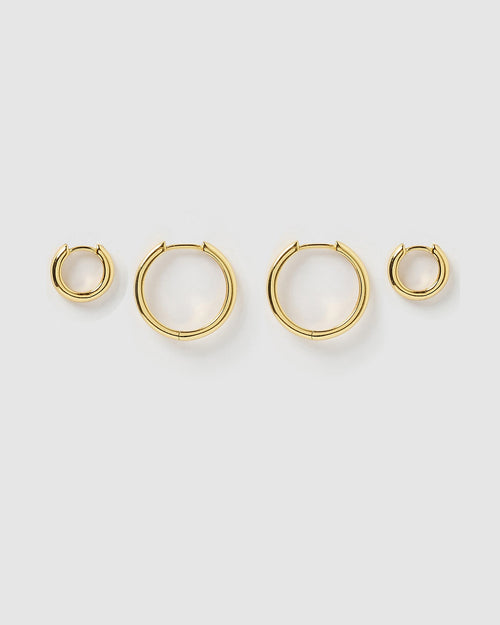 Circle Earring Stack - Gold