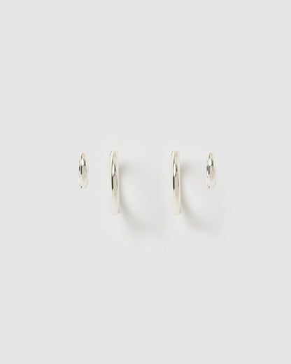 Circle Earring Stack - Silver