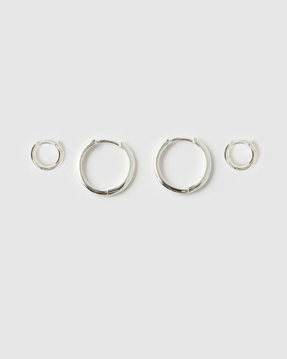 Circle Earring Stack - Silver