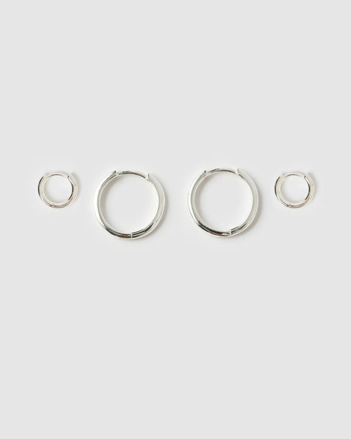 Circle Earring Stack - Silver