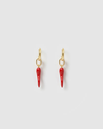 Cornicello Red Charm Earrings