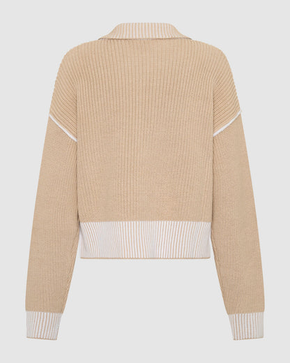 Cortina Double Zip Knit - Sand