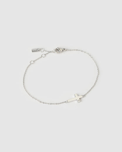 Cross Charm Silver Bracelet