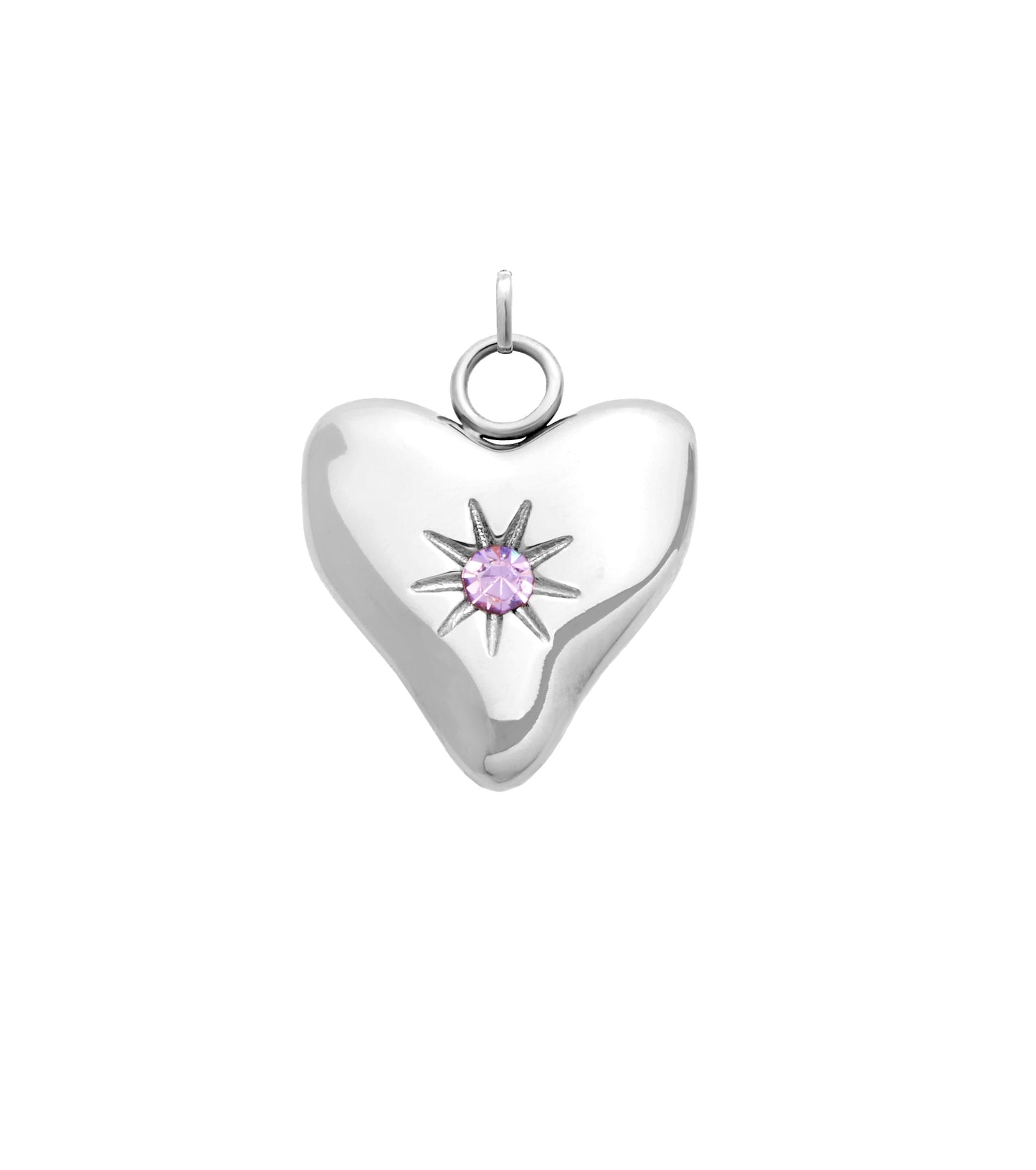 Written In The Sand Mini Heart Birthstone Charm (Silver)