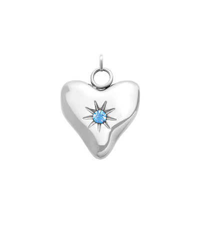 Written In The Sand Mini Heart Birthstone Charm (Silver)