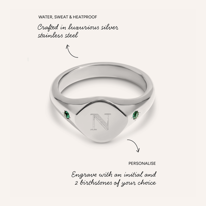 Written In The Stars Initial Signet Ring (Silver)
