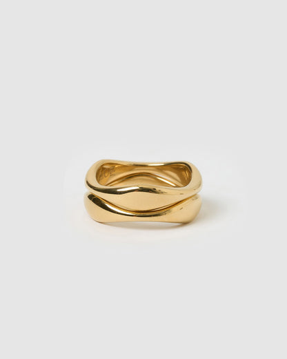 Double Dune Gold Ring Stack