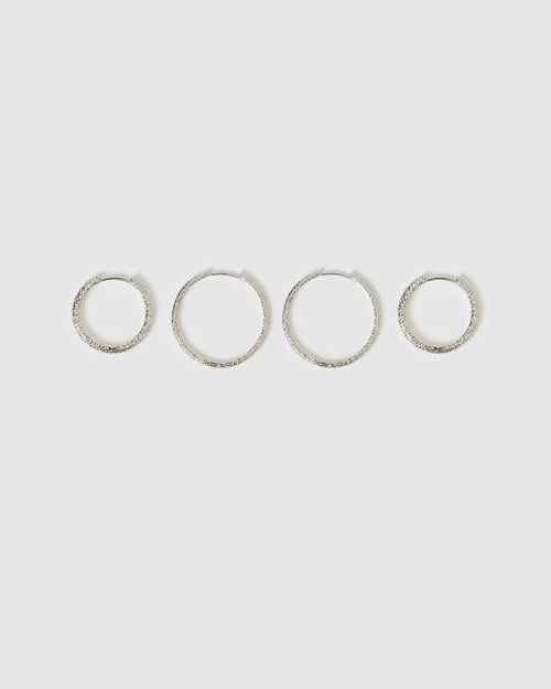 Double Hoop Earring Stack - Silver