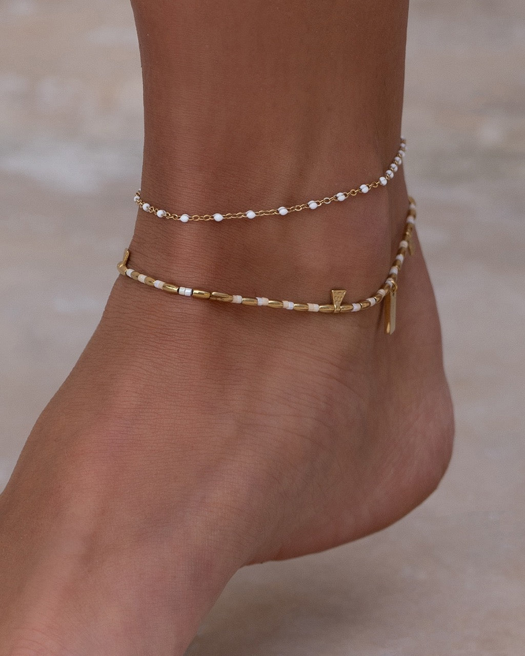 Natalia Gold Anklet - Vanilla