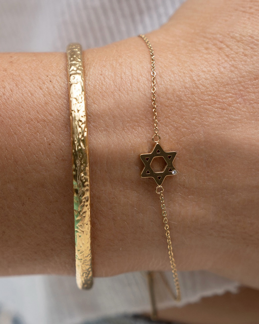 Star Of David Charm Gold Bracelet